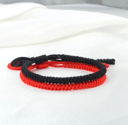 Handmade Tibetan Buddhist Lucky Rope Bracelets (Both Red & Black)