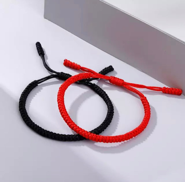 Handmade Tibetan Buddhist Lucky Rope Bracelets (Both Red & Black)